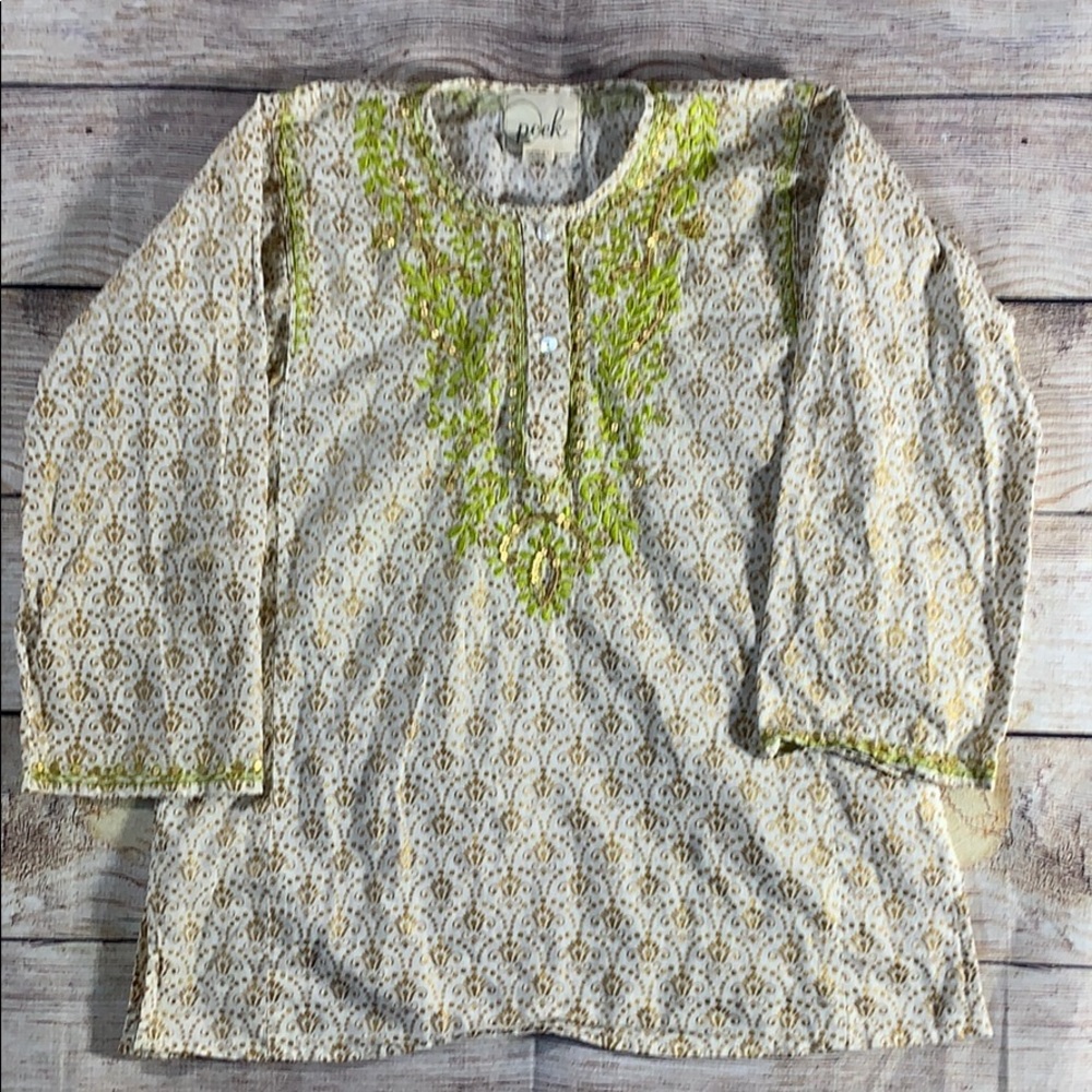Peek embroidered‎ metallic sequined blouse SZ 6-7